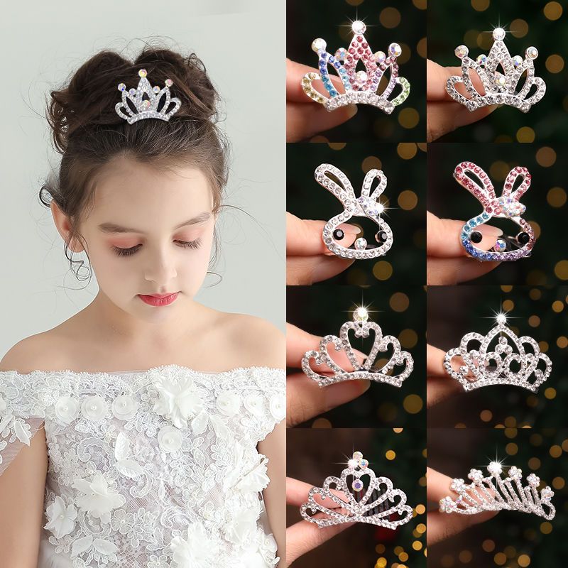 Crown Tiara Kids Princess Rhinestone Crown Hair Clip Korean Style Hair Hoop  Baby Birthday Small Crown Hair Accessories For Girls | Free Shipping For  New Users | Temu