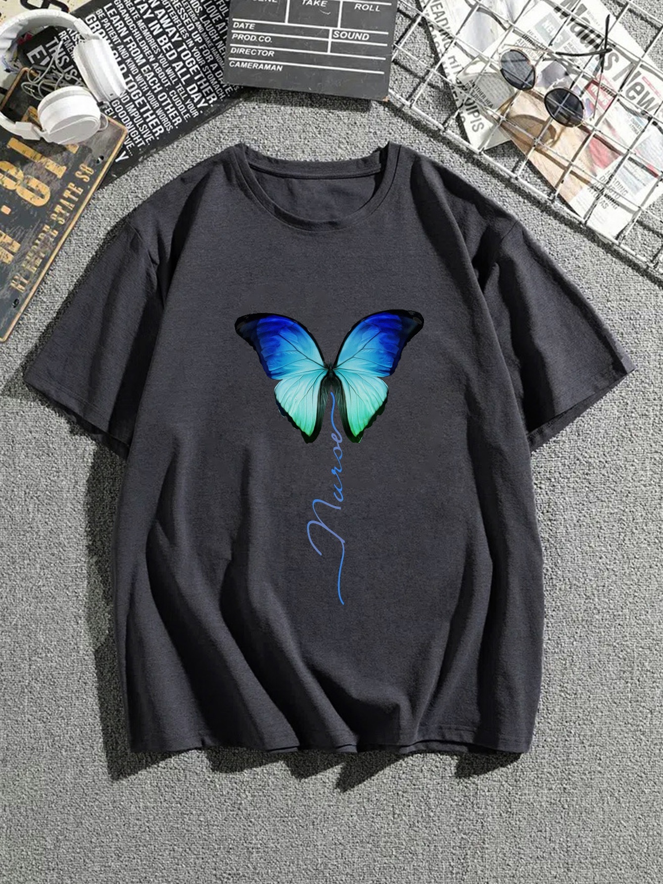 butterfly crew neck tee