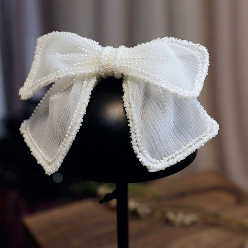 Bowknot Hair Clip Large Cotton Beaded Bow Hair Barrettes Wedding French  Style Hairpins Hair Accessories For Women Girls Bridal Party Gift -  Clothing, Shoes & Jewelry - Temu