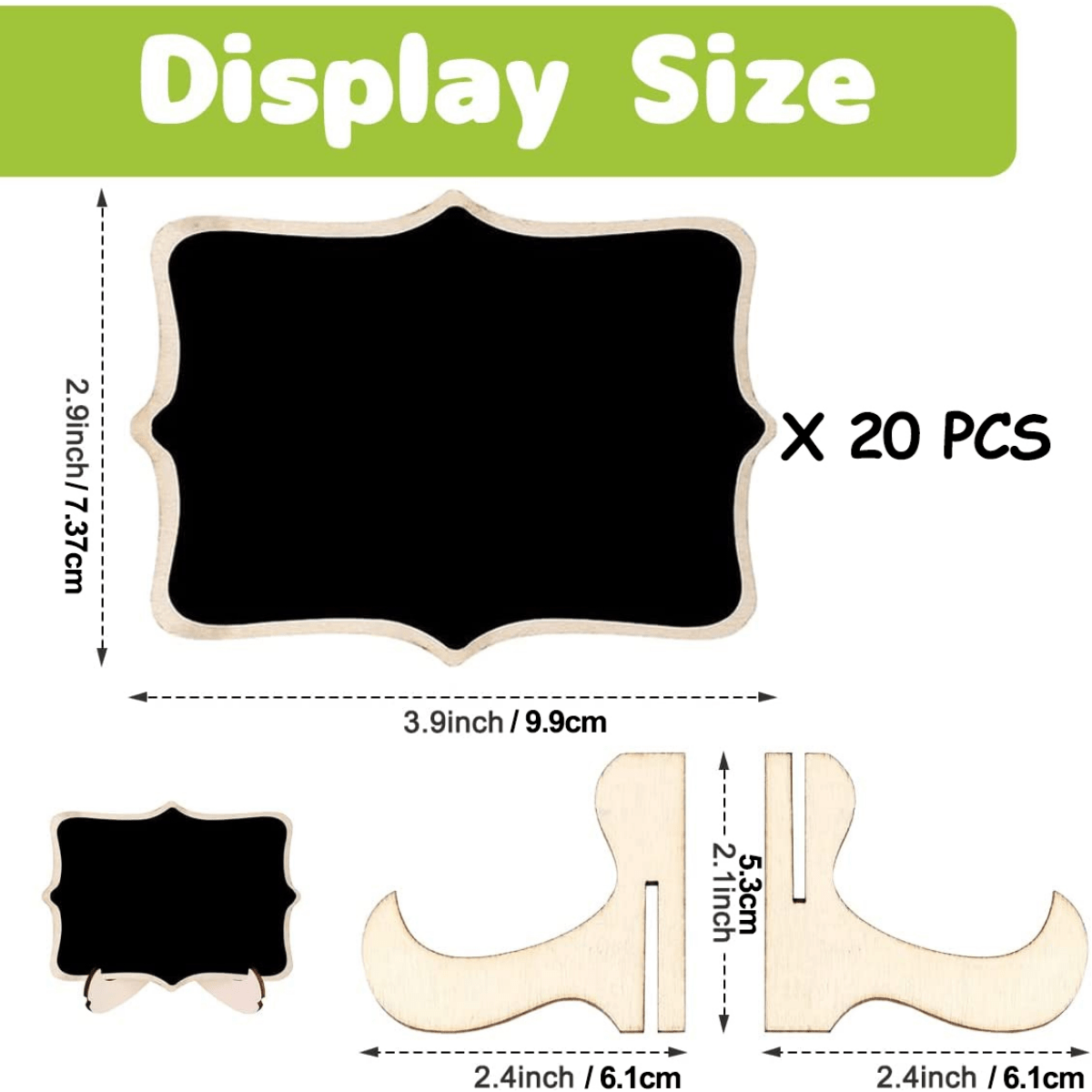 20 Pack Wood Mini Chalkboards Signs with Support Easels Place Cards Small Rectangle Chalkboards Blackboard for Weddings Birthday Parties Message