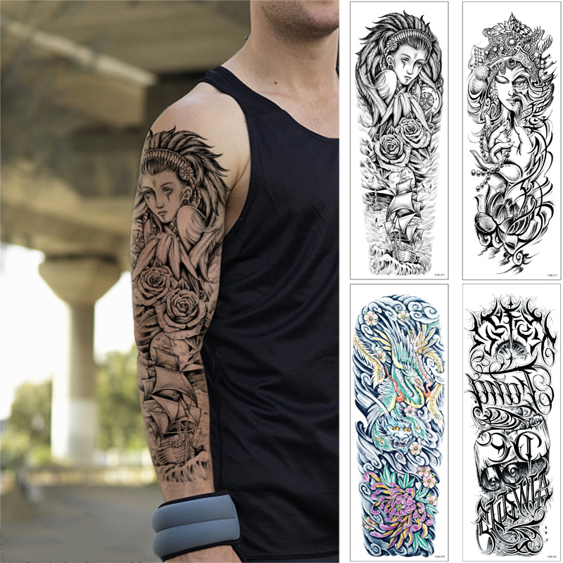 Tattoo Sticker,1 Sheet Chinese Dragon & Flower Print Temporary Tattoos For  Men,Tattoo Stickers Adults,Realistic Tattoo Flower,For Women and Girls