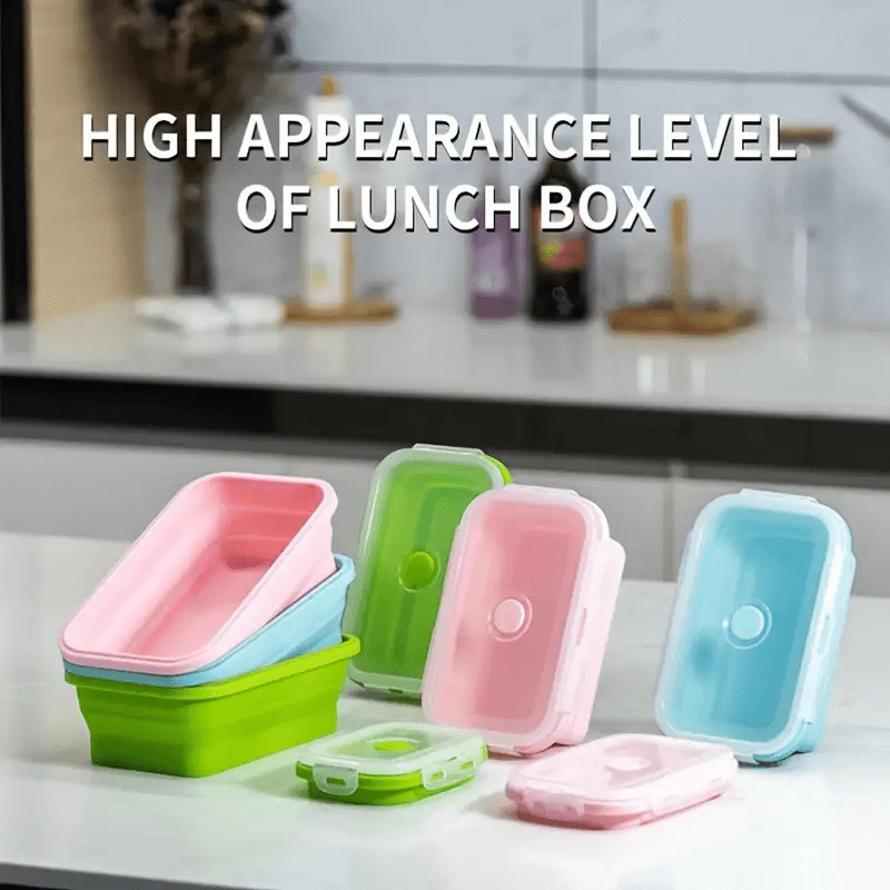 Bpa-free Silicone Collapsible Lunch Box - Portable Food Storage Container  For Home, Kitchen, Camping, And Picnics - Temu
