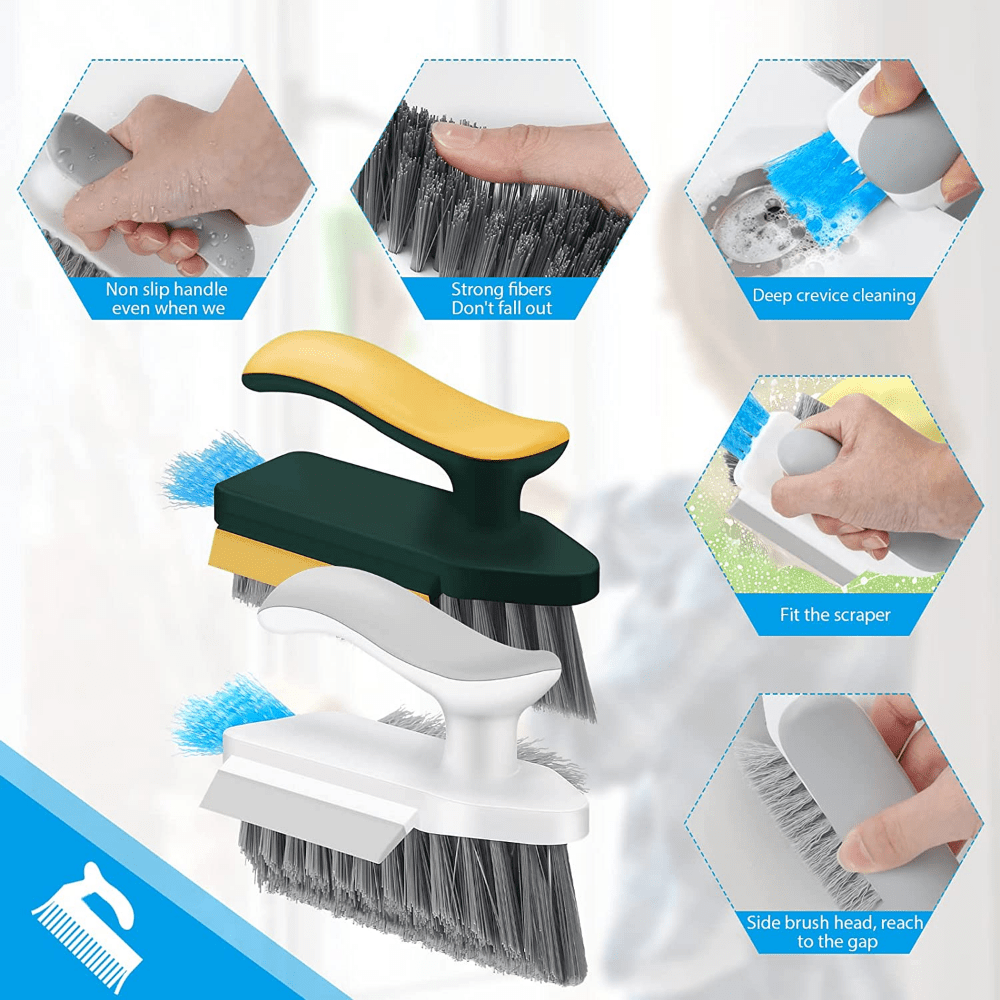 1pc 4 In 1 Tile And Grout Cleaning Brush Corner Scrubber Brush Tool Tub Tile  Floor