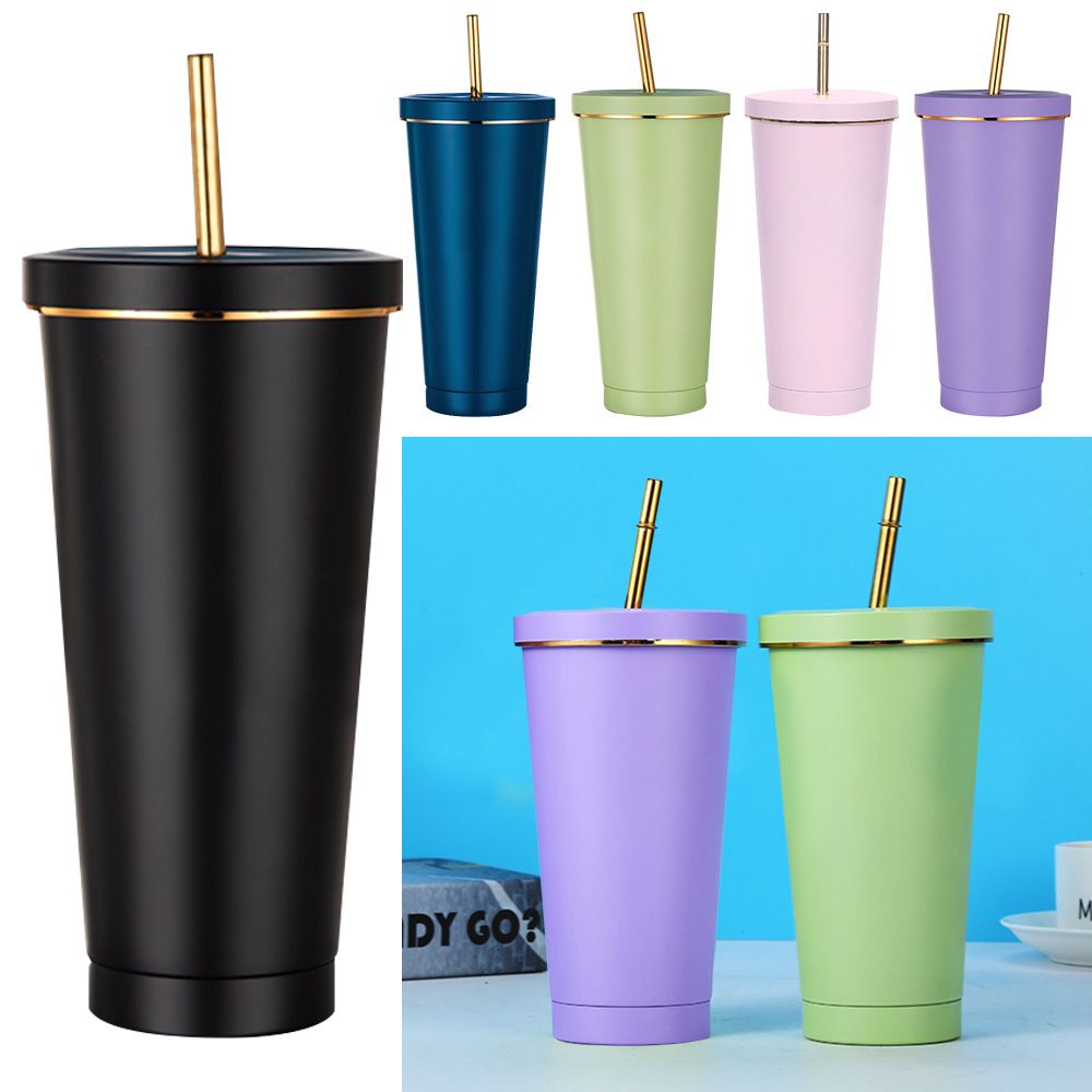 Stainless Steel Coffee Mug With Lid And Straw - Double Walled Cup For  Summer And Winter Drinks - Perfect Birthday Gift - Temu