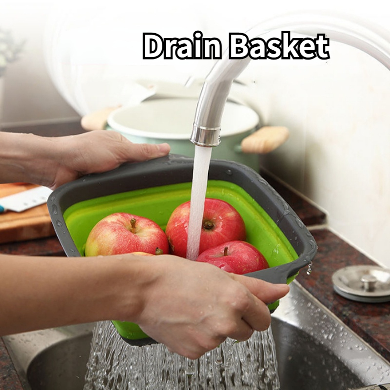 1pc Silicone Drain Baskets Folding Colander Over The Sink Strainer With  Retractable Handle Washing Basket Multifunctional Washing Bowl Gadgets  Accessories - Home & Kitchen - Temu United Kingdom