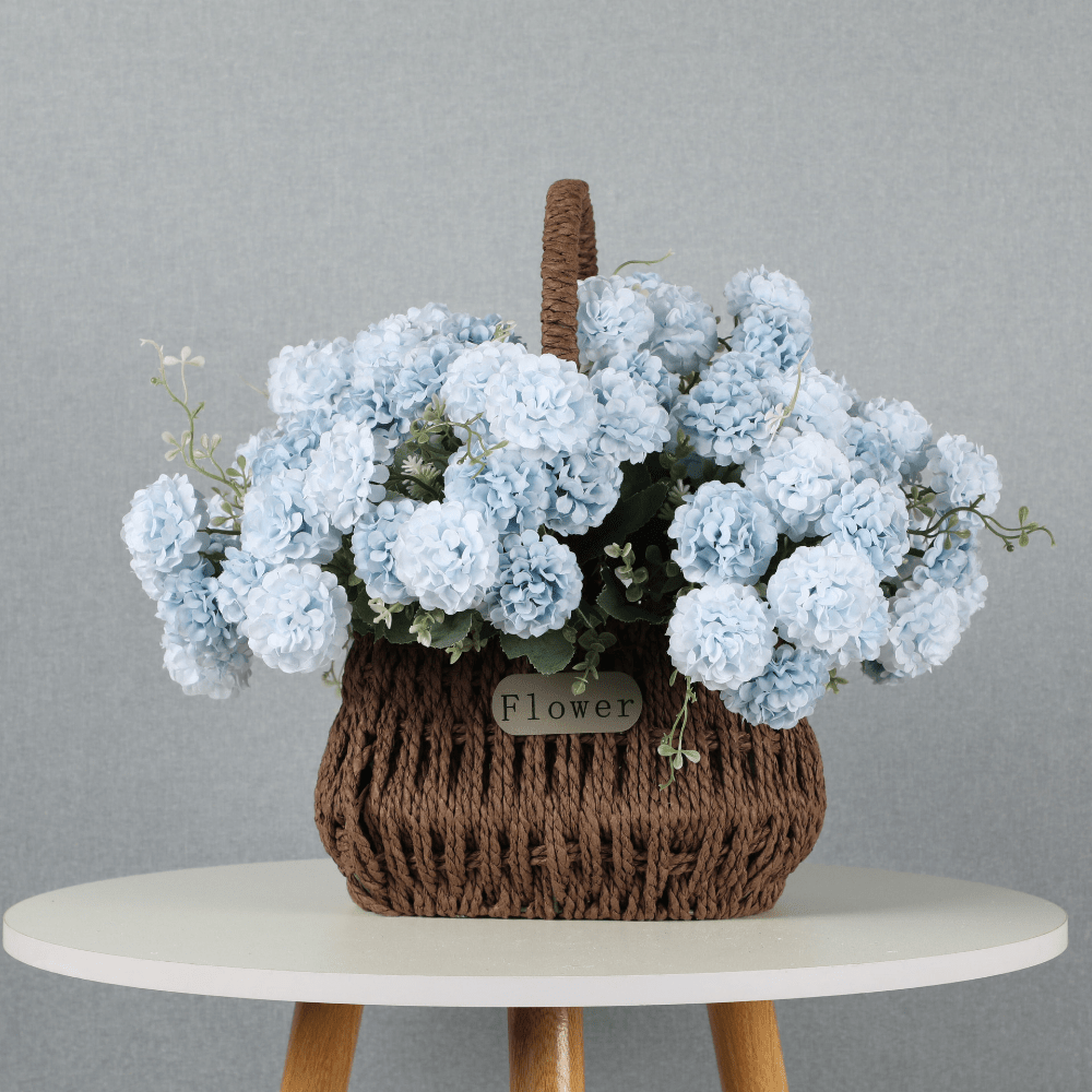 La Casa del Artesano-Ramo de hortensias artificiales *5 flores *45cms.  color celeste