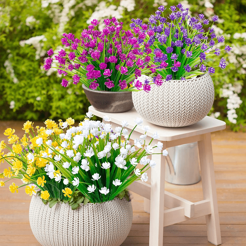 Artificial Potted Flowers Fake Potted Plants Plastic Faux Flowers for Home  Decor Indoor Small Artificial Plants in Pots for Wedding Home Desk Tabletop