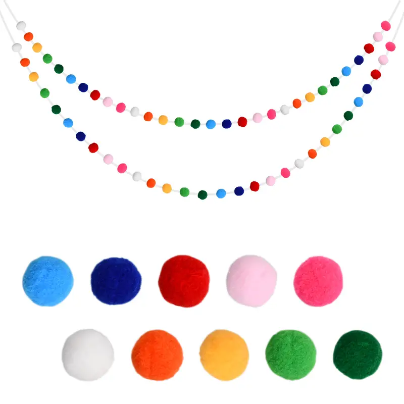 Pom Poms Garland (2.73 Yards) rainbow Colorful Felt Ball - Temu