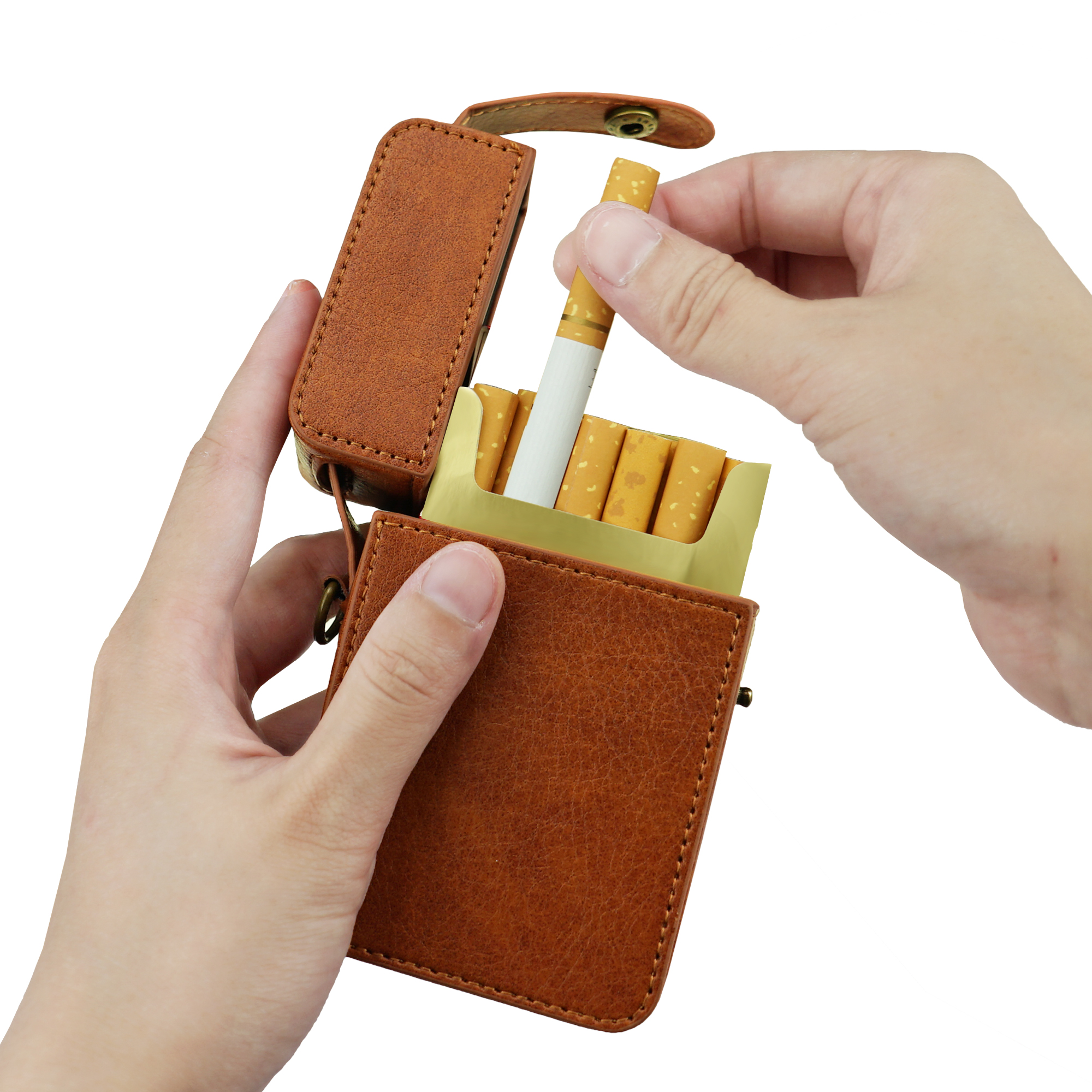 1pc Genuine Leather Cigarette Case Cover Luxury Pu Leather Cigarettes Box  Holder Big Capacity Lighter Sleeve Gadgets For Women Men - Jewelry &  Accessories - Temu Italy