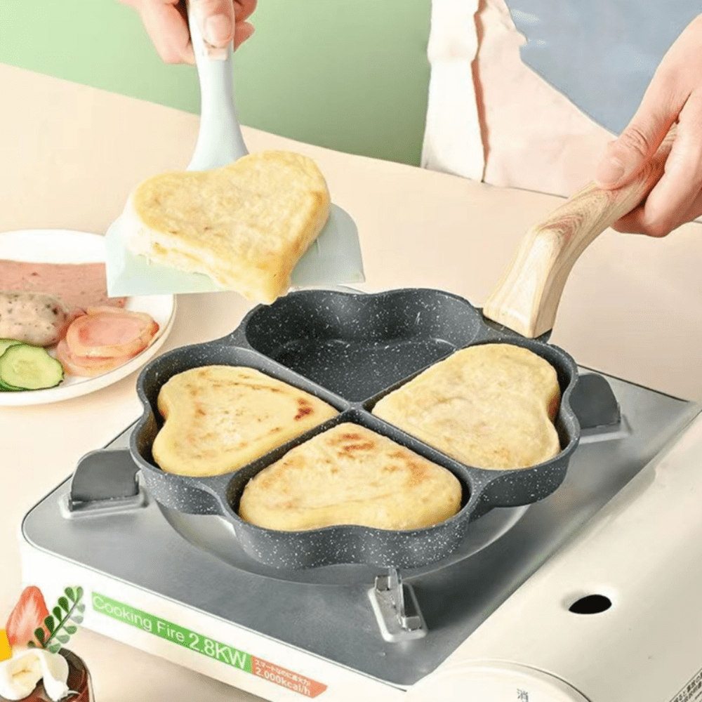 Four Heart-hole Frying Pot Pan Creative-heart Shaped Easy Cleaning