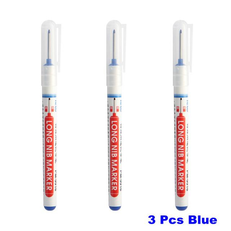 4Pcs/Set Large Capacity Long Head Markers Pen Bathroom Woodworking  Decoration Multi-purpose Deep Hole Marker Pens Pen Black Ink