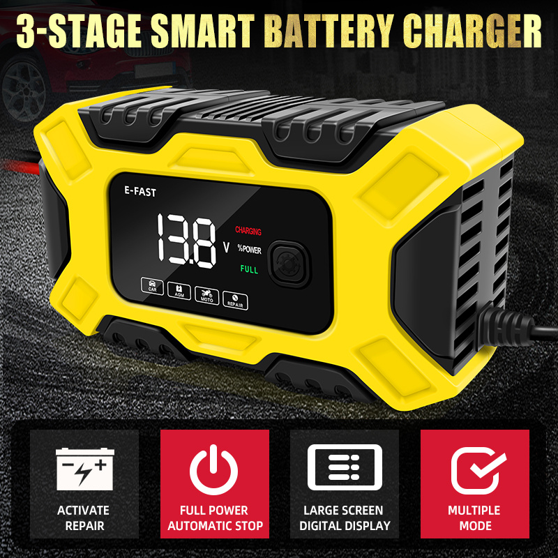 iKayaa E-fAST Car Battery Chargers /6A Full Automatic Battery Chargers  Maintainer 3-Stage Portable Trick 