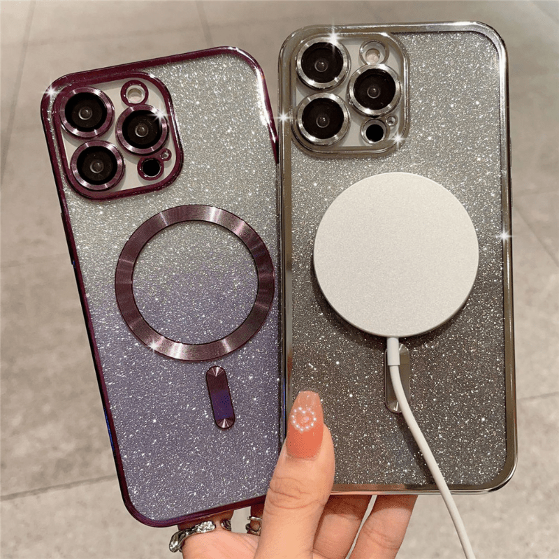 electroplated gradient glitter magnetic strap lens film mobile phone case for iphone14 14plus 14pro 14pro max iphone13 13mini 13pro 13pro max iphone12 12mini 12pro 12pro max iphone11 11pro 11pro max details 2