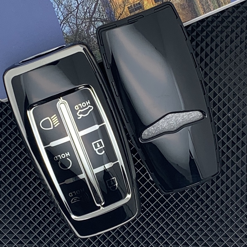 Genesis Series [2] Key Fob Cover Premium Leather Keyless Remote Car Key  Case GV80 G80 GV70 G70 Car Accessory