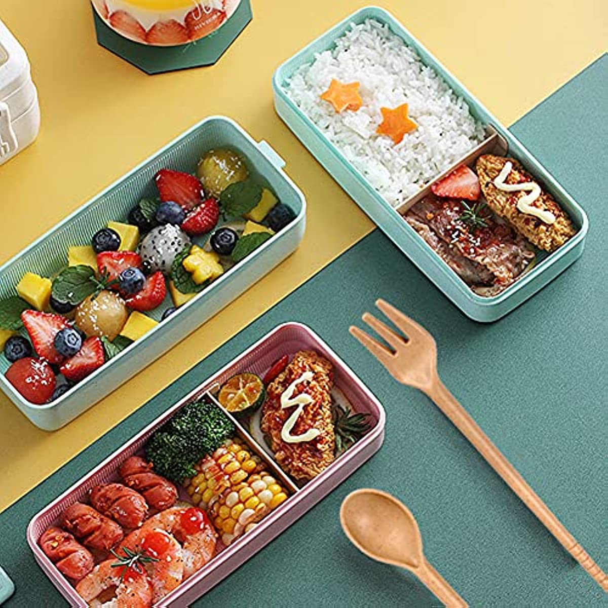 Stackable Bento Lunch Box With Spoon And Fork Leakproof 3 in - Temu