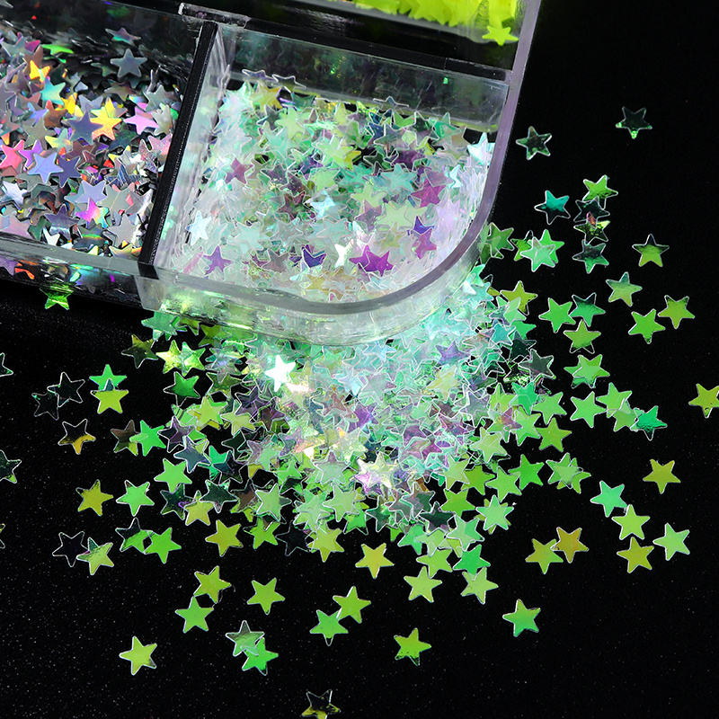 Neon Star Nail Glitter Fluorescent Gel Nails Decoration