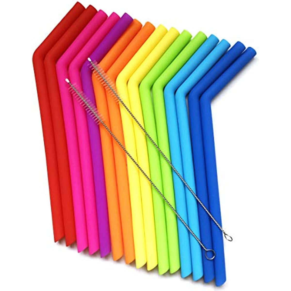 15 FITS ALL TUMBLERS STRAWS Reusable Silicone Straws For 30 And 20 Oz Yeti - Flexible Easy To Clean + 2 Cleaning Brushes BPA Free