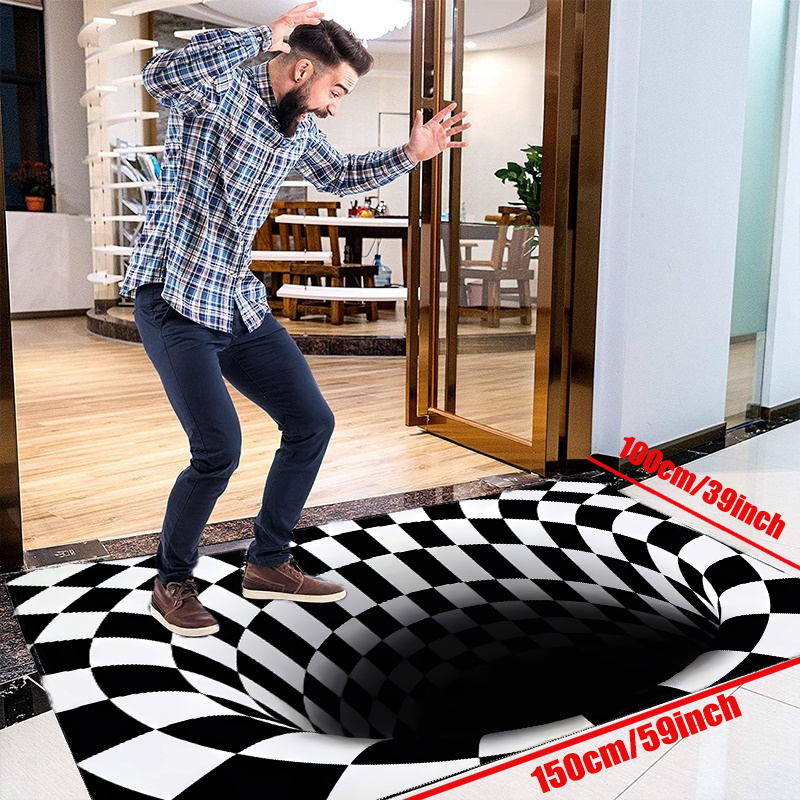 1pc 3d Illusion Floor Mat Modern Galaxy Outer Space Stars Pattern