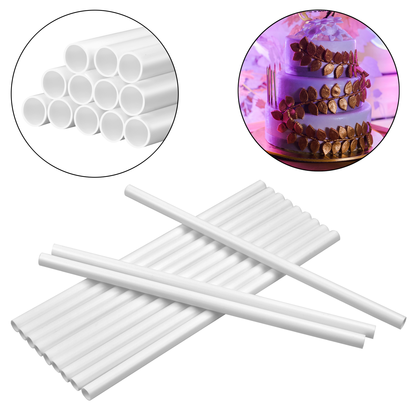 24 Pcs Cake Dowels, 11.8 Inch White Plastic Cake Support Rods