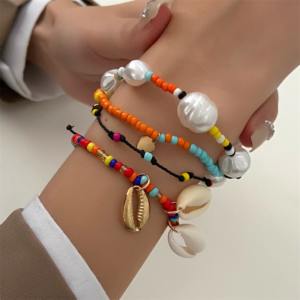 6pcs/Set Bohemian Vintage Handmade Beads Elastic Bracelets, Women's Holiday  Style Beads Bracelet Combination