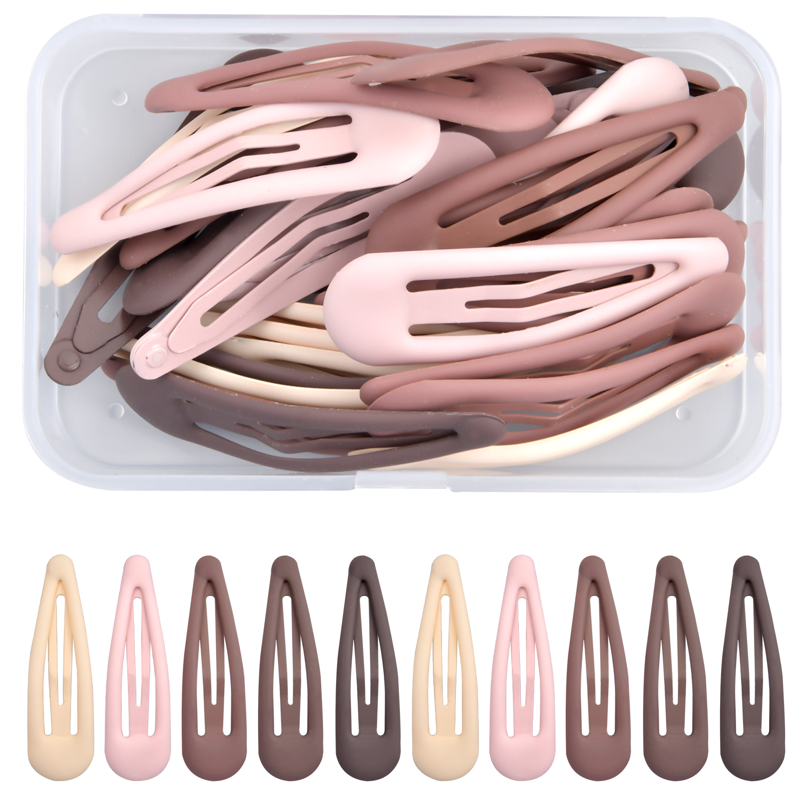 

30pcs Simple Matte Bb Clips Set Cute Sweet Waterdrop Barrettes Solid Color Snap Hair Clips Side Hair Accessories