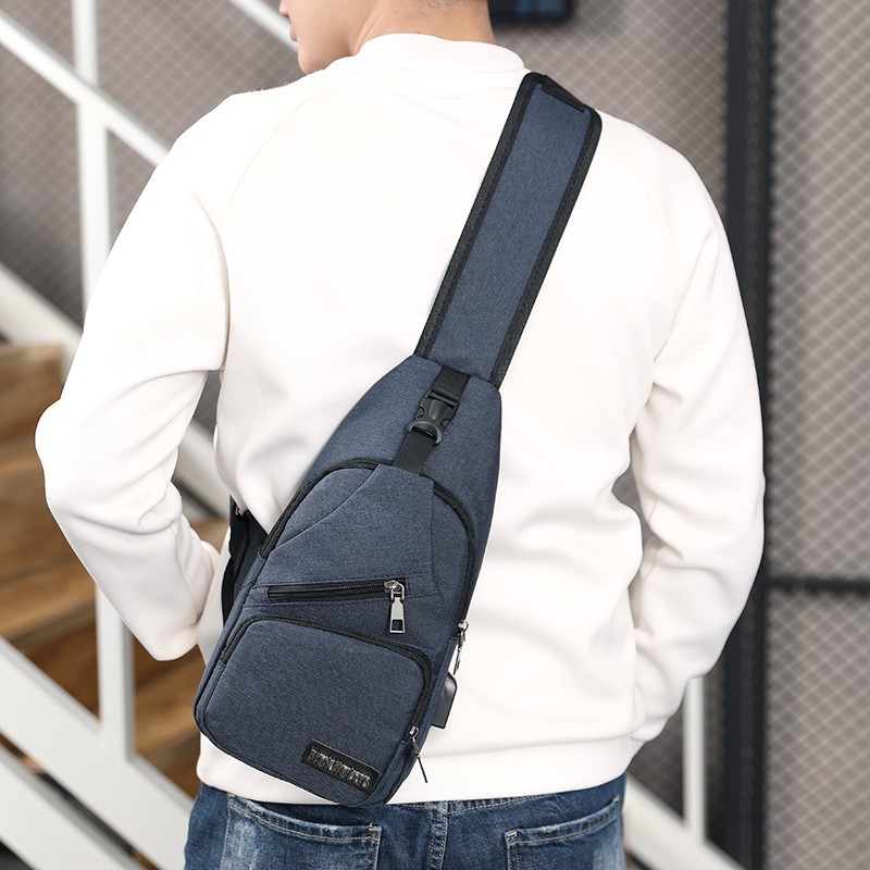 Sling Crossbody Bags Men USB Charging Chest Pack Short Trip Messengers Bag  Shoulder Bag