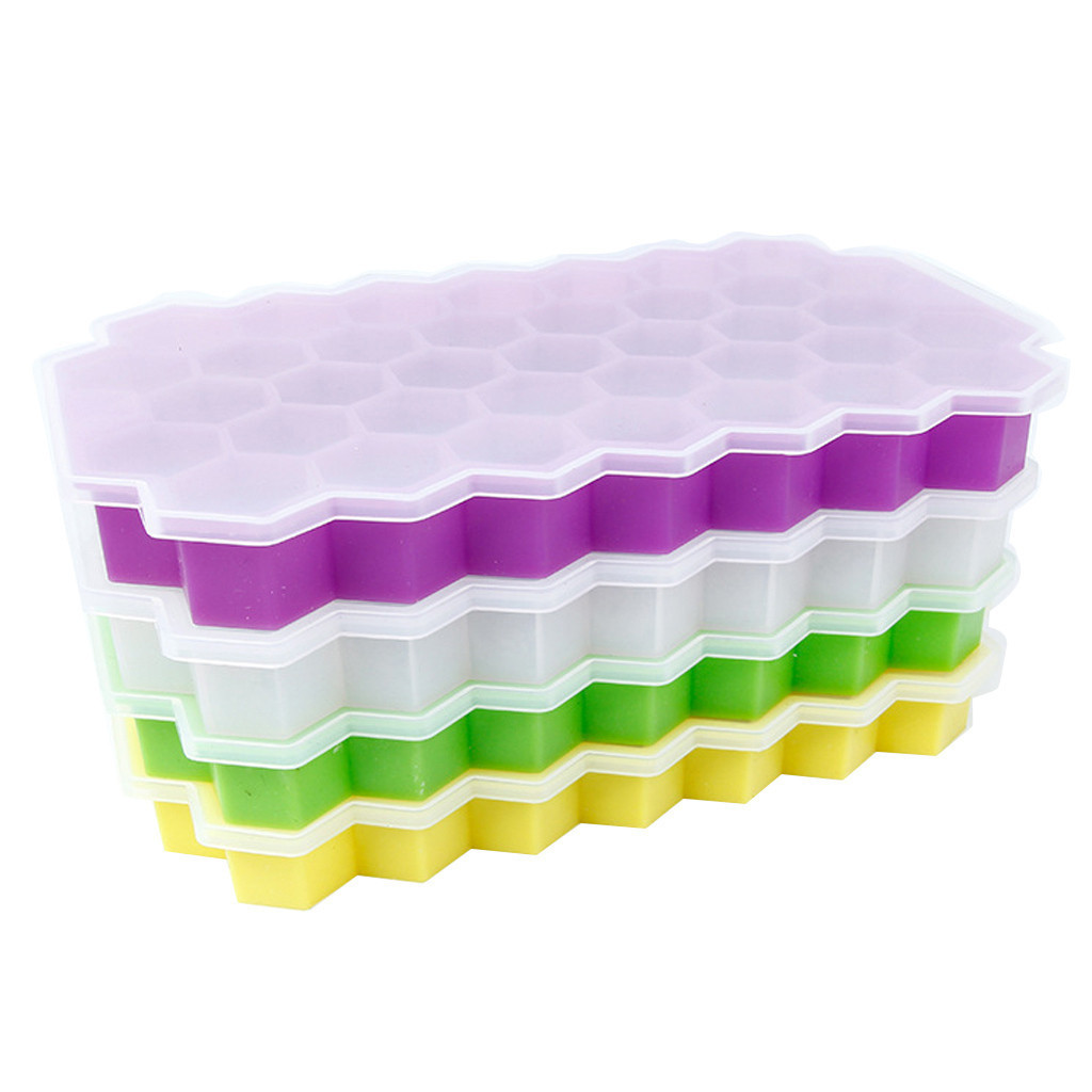 Flexible Silicone Ice Cube Trays With Lids - 37 Cubes For Whiskey, Cocktails,  And More - Stackable And Safe - Temu