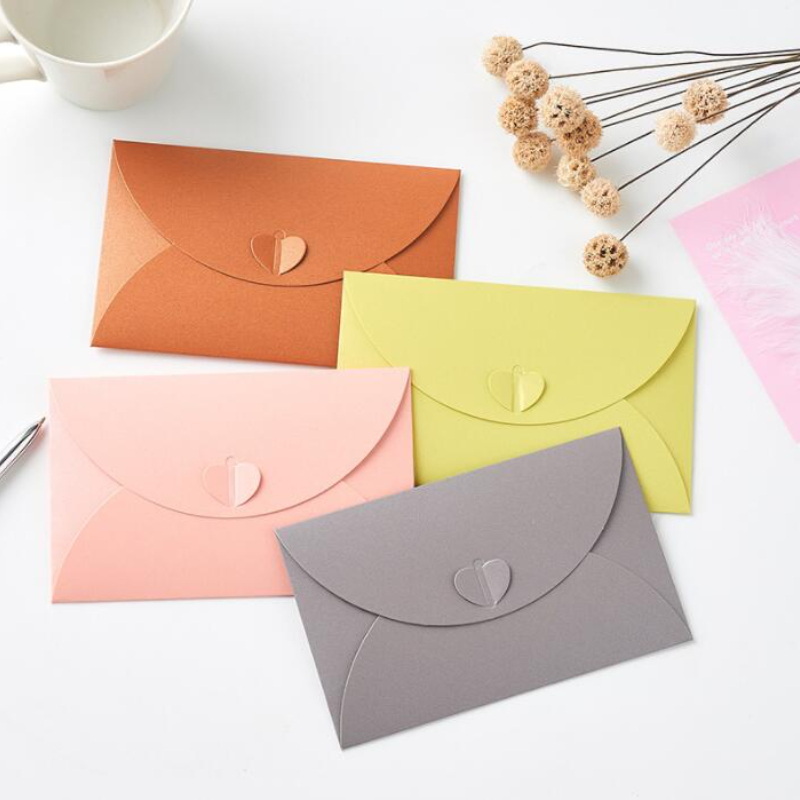 10PCS Small Greeting Card Envelopes Bronzing Love Pearl Paper Mini Envelope