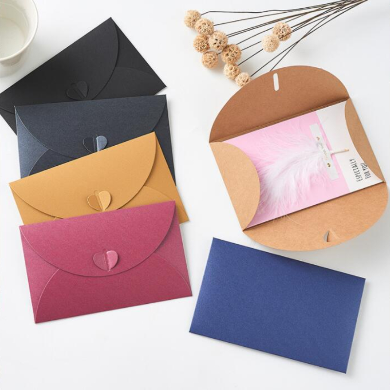 10PCS Small Greeting Card Envelopes Bronzing Love Pearl Paper Mini Envelope