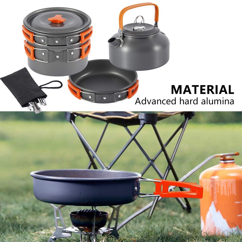 Camping Pot Set 304 Stainless Steel Outdoor Cookware Kit Cooking Set Travel  Tableware Tourism Hiking Picnic Equipment