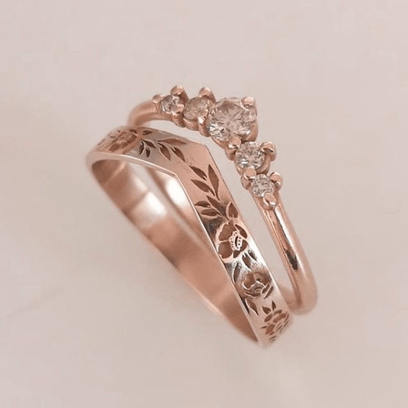 2 Unids/set Anillos Boda Novia Chapado En Oro 18 Quilates - Temu