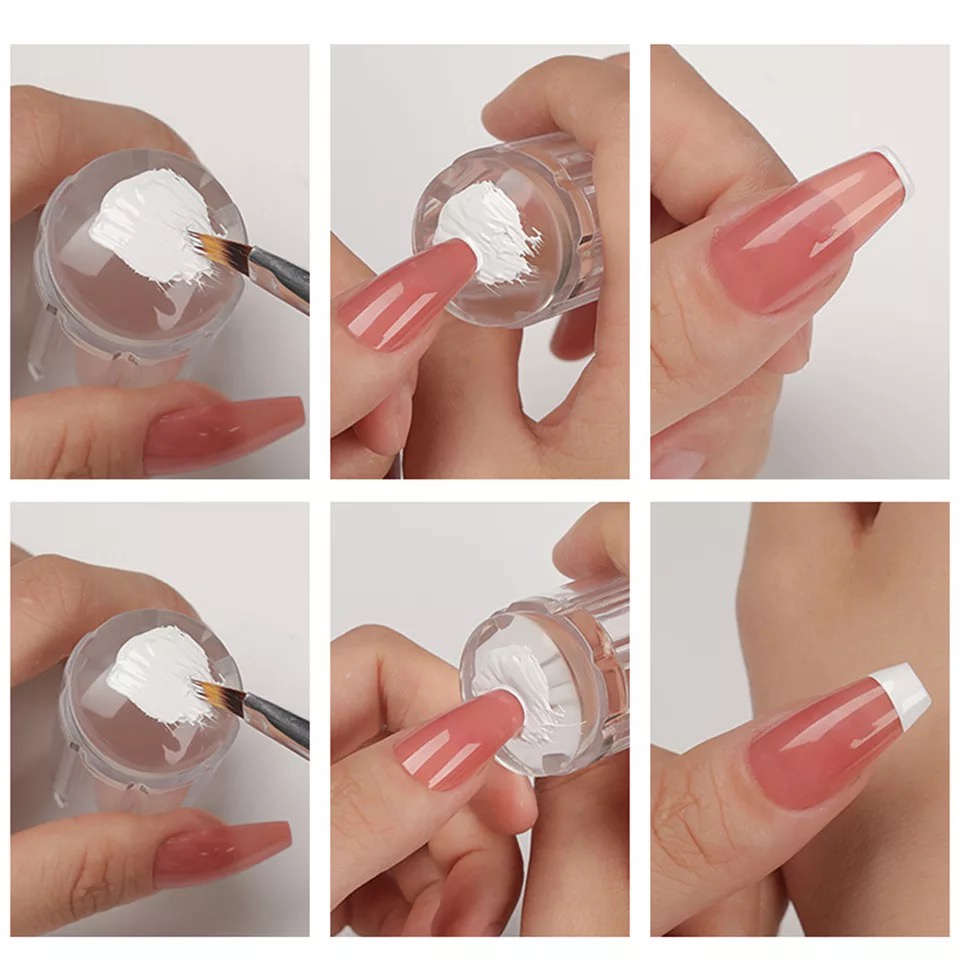Clear Silicone Jelly French Nail Art Stamper Kit with Scraper