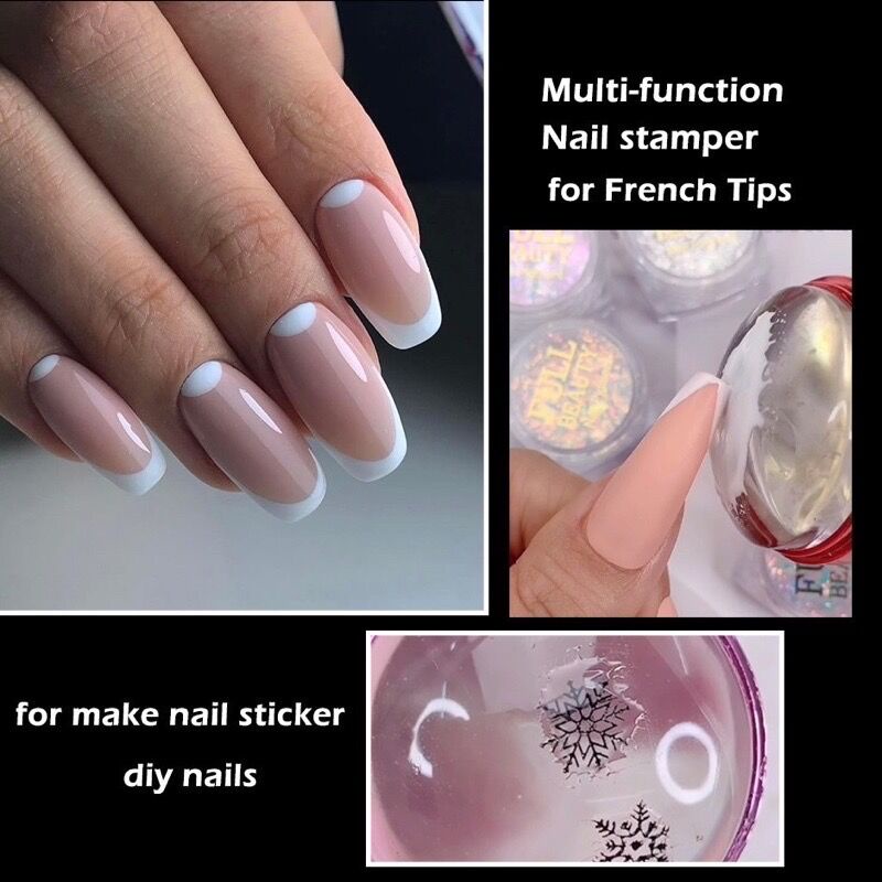 Clear Silicone Jelly French Nail Art Stamper Kit with Scraper