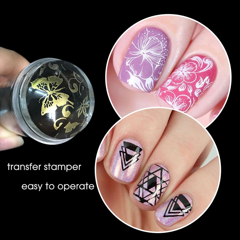 Clear Silicone Rectangular Nail Art Stamper Set with Scrapers