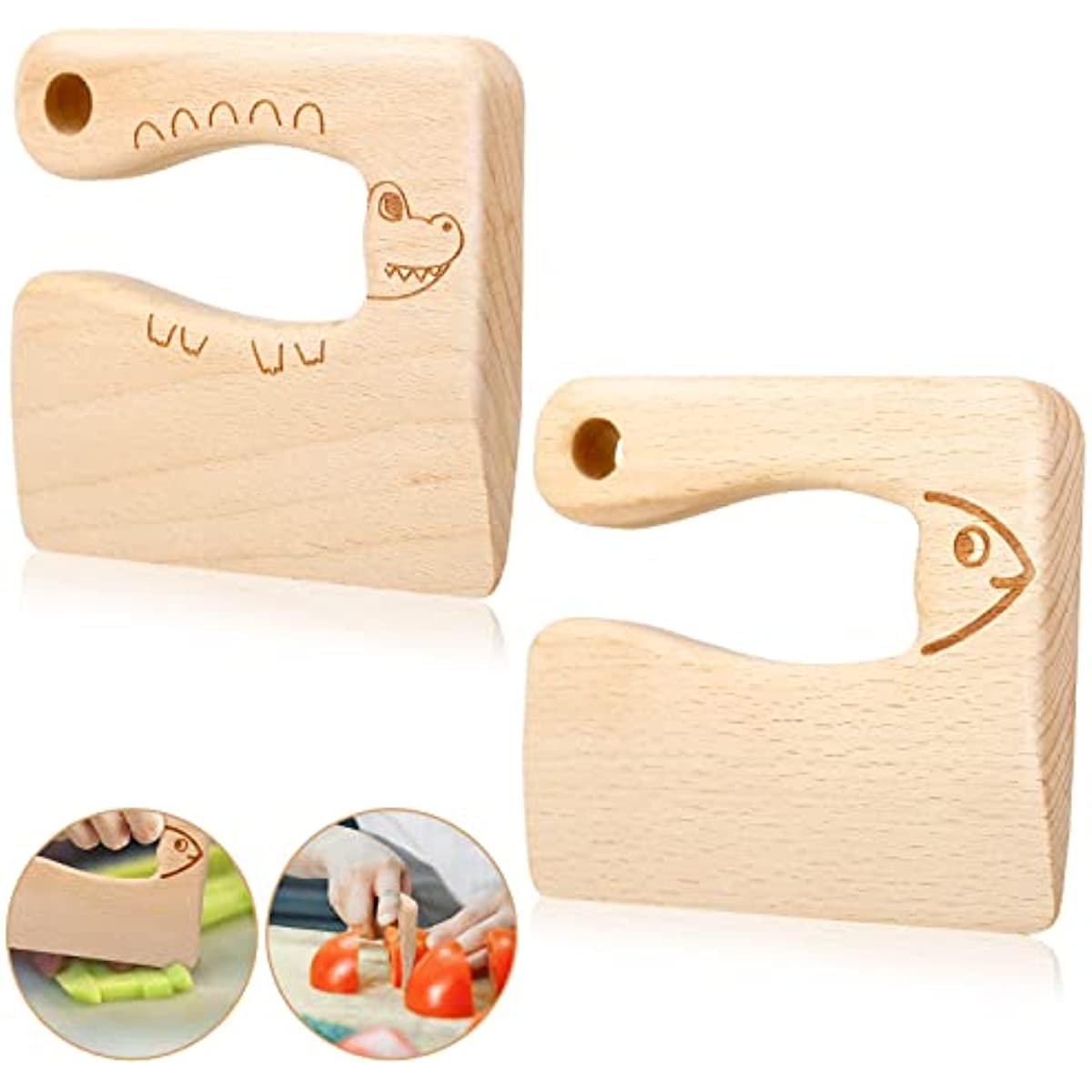 Cute Fish Crocodile Pattern Wooden Knife Safe For Kids - Temu