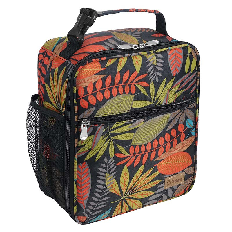 Portable Zipper Lunch Bag with Side Pocket