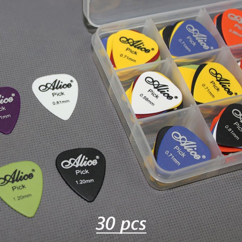 30pcs Assorted Guitar Picks Plectrums Set with 6 Thickness