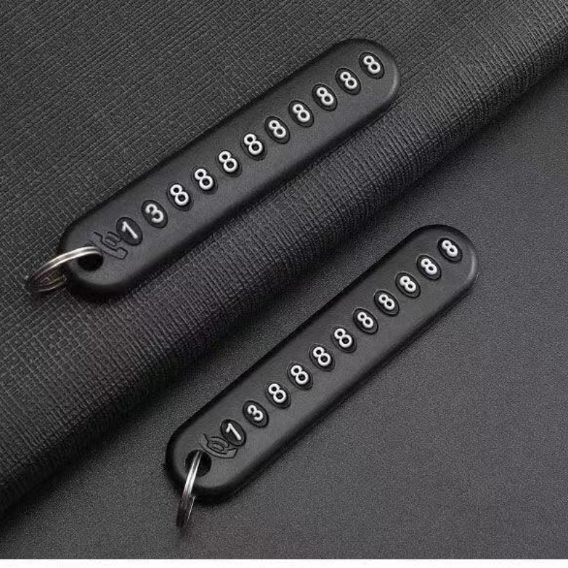Anti Lost Phone Number Plate Car Keychain Pendant