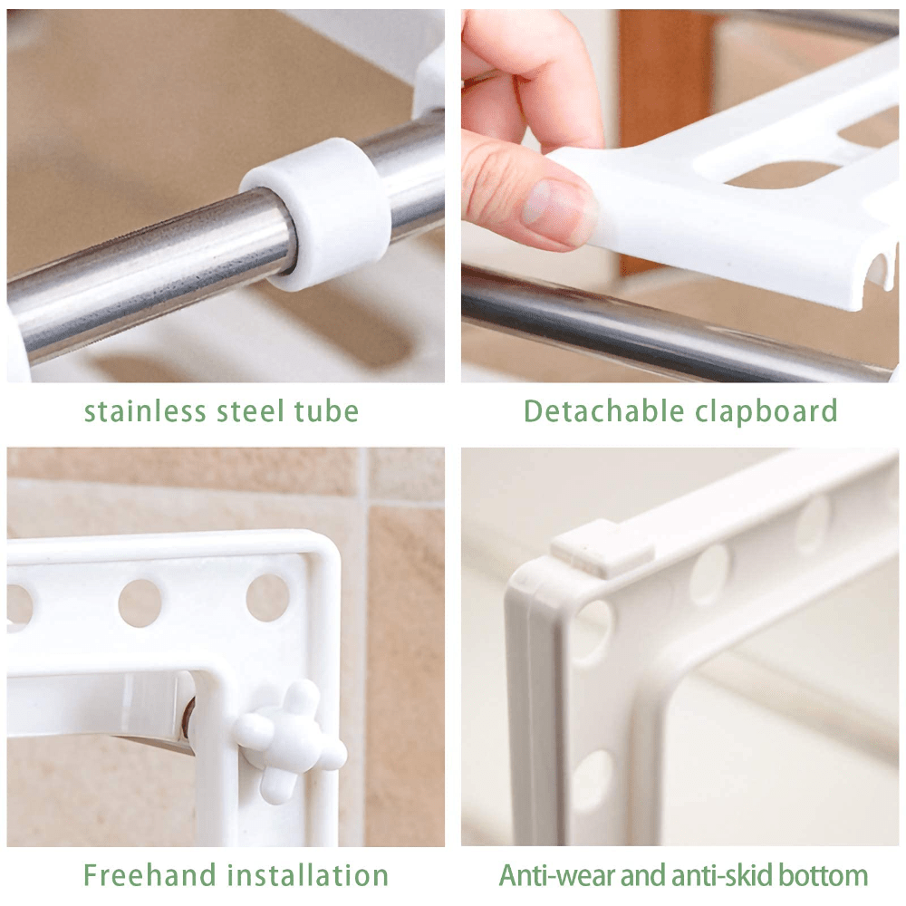 UBesGoo 2 Tiers Expandable Stackable Under Sink Storage Shelf Rack  Adjustable Storage Shelving Unit Cabinet Organizer for Kitchen Bathroom  Home, White