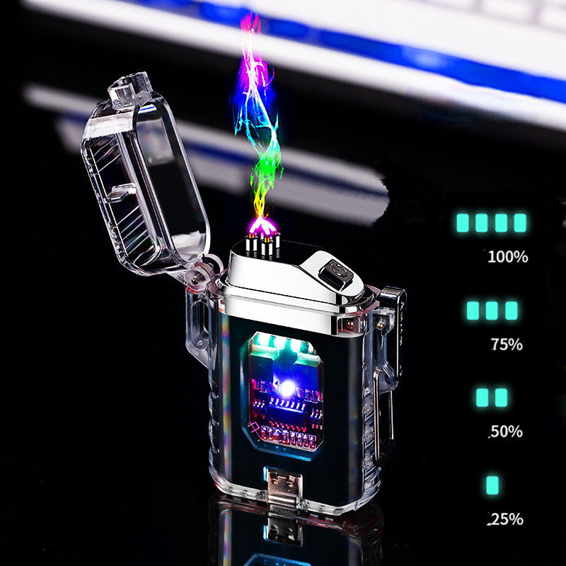 Encendedor eléctrico transparente a prueba de agua, encendedor de Plasma de  arco, recargable por USB, tecnología