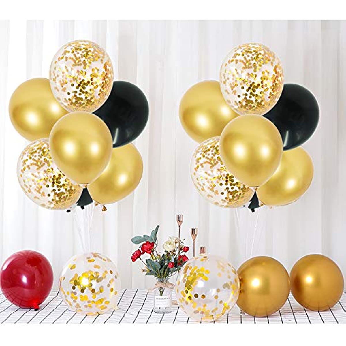 3 Pack Black and Gold Centerpieces for Birthday, Graduation Table