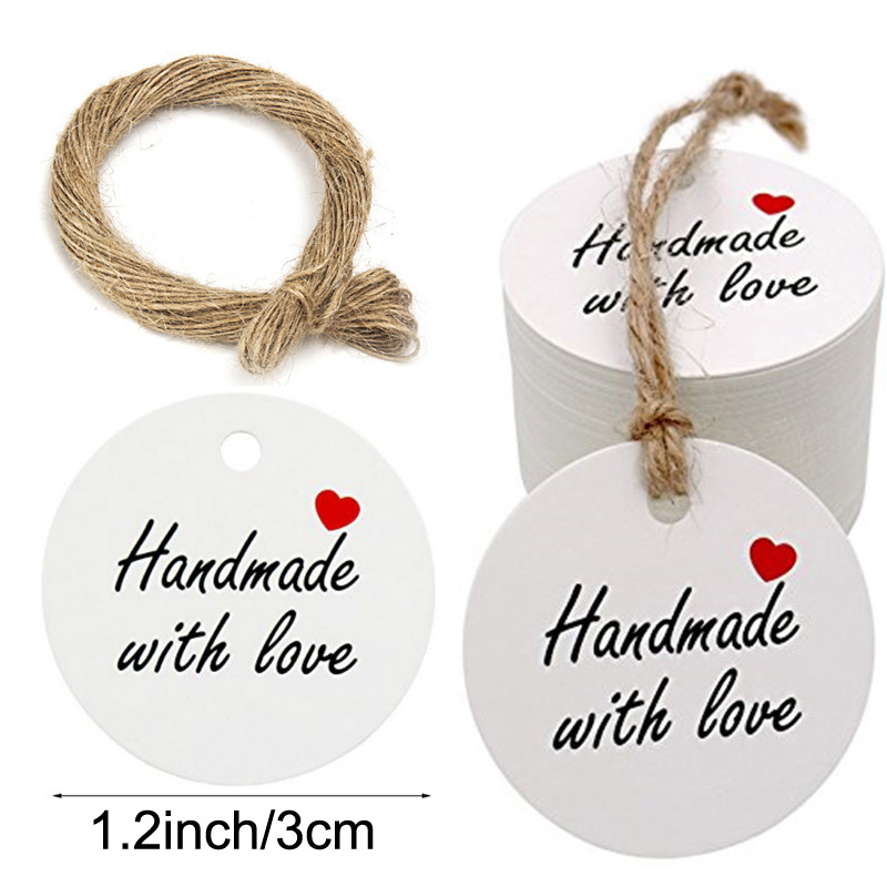 Handmade With Love Labels Hang Tags Blank Kraft Paper With - Temu