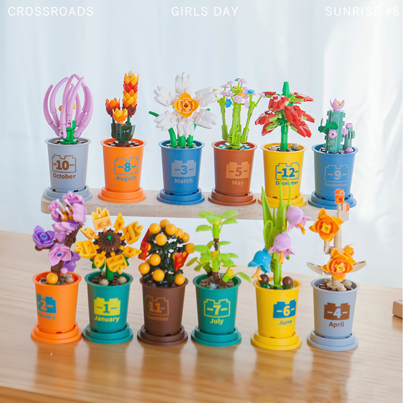 Vase à fleurs en pot créatif Compatible avec LEGO, blocs de