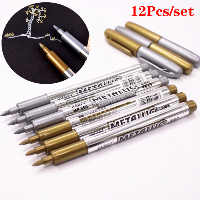 Metallic Pens Gold and Silver (Set of 12 PCS)