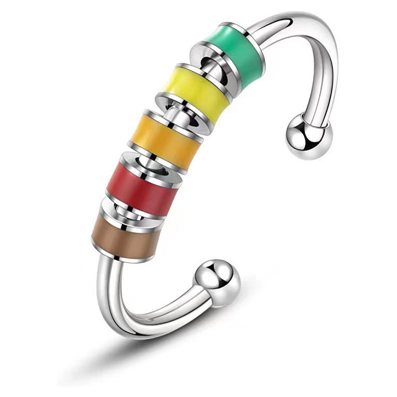 Delicate Enamel Spinner Rings for Women Girls Stainless Steel Bead Ring Jewelry Birthday Gifts