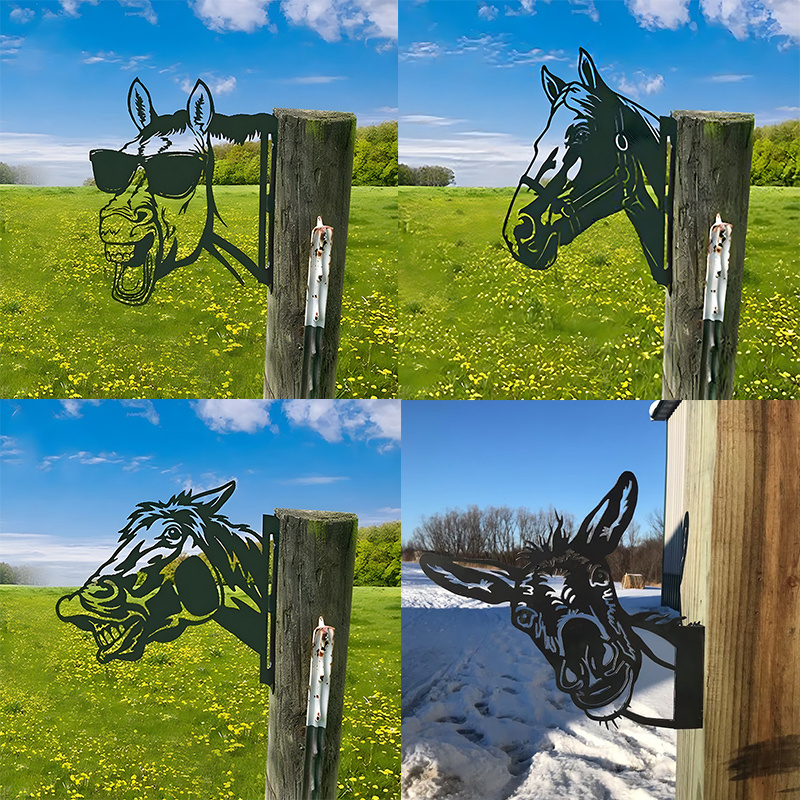 Farm Peeping Horse Metal Garden Statues Garden Decoration Outdoor ...