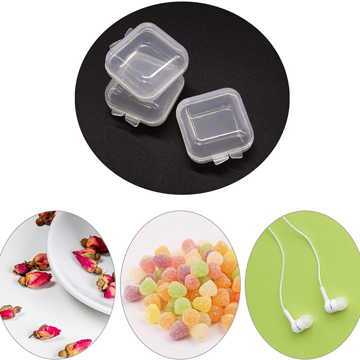 Ntwgo Mini Square Storage Containers Box With Hinged Lid Clear Earplugs  Storage Box, Plastic Transparent Storage Box For Tiny Bead Jewelry, - Temu