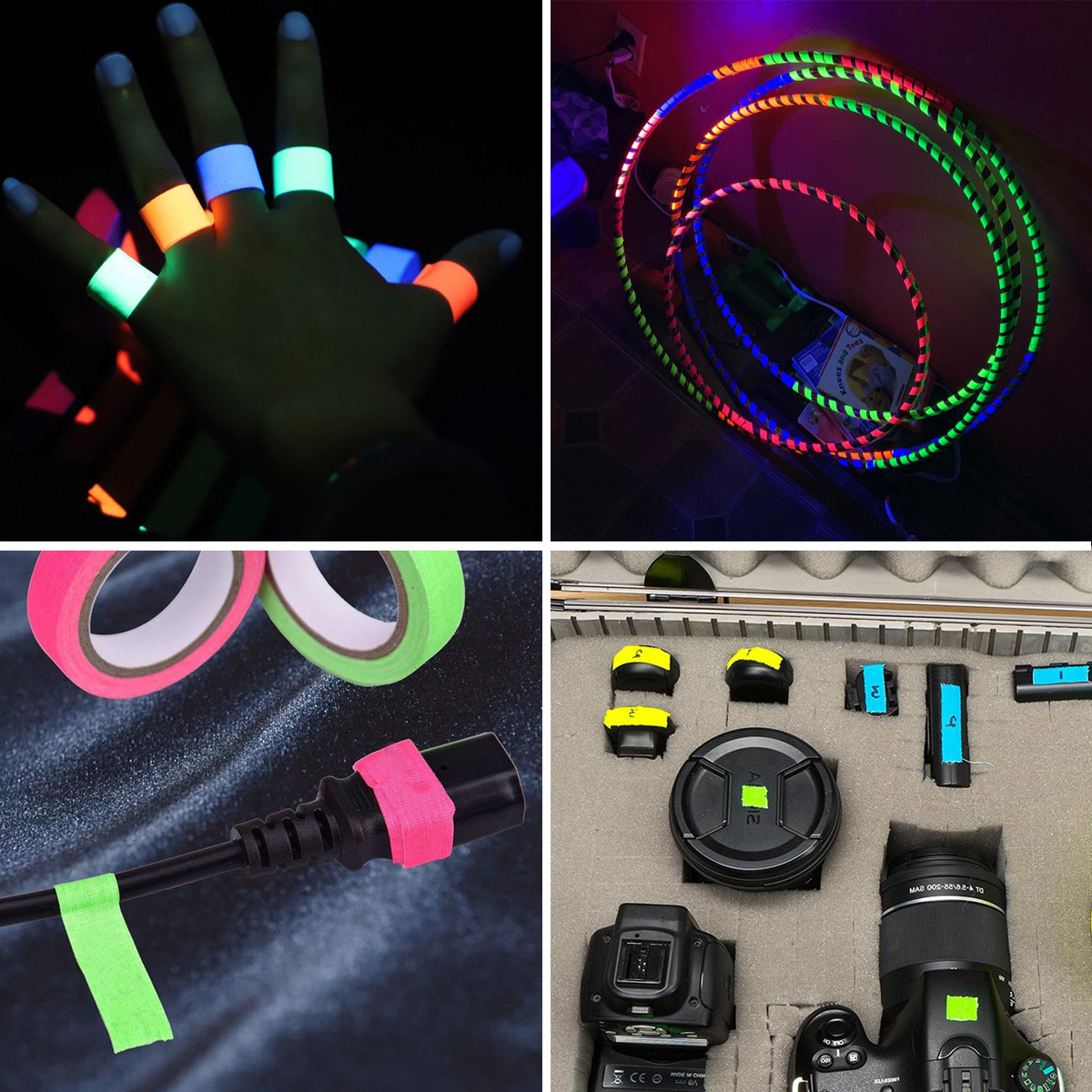 Schwarzlicht-klebeband-sets, 6 Farben, Neon-gaffer-stoffband,  Fluoreszierendes Uv-schwarzlicht-klebeband Im Dunkeln Für Uv-partys (0,6  Zoll X 16,5 Fuß) - Büro- Und Schulbedarf - Temu