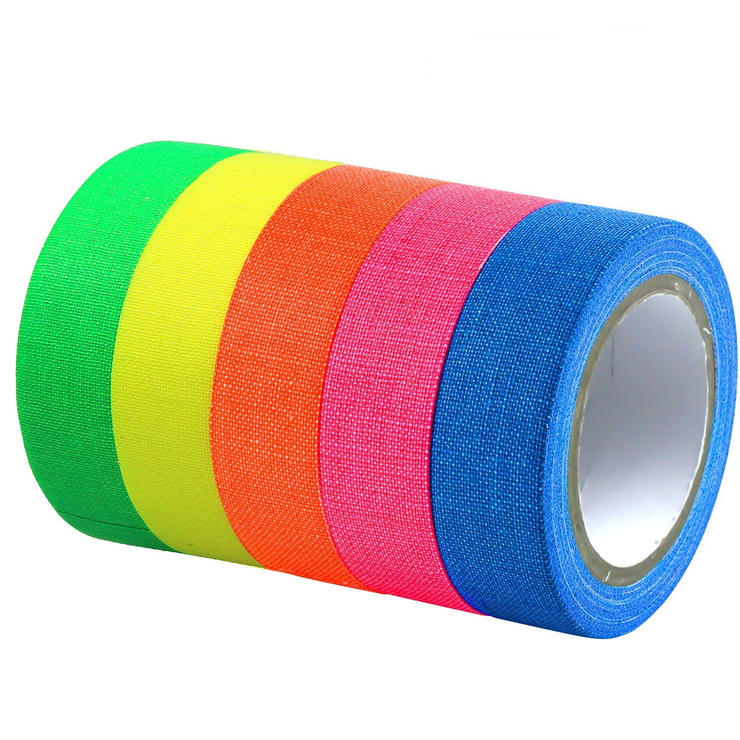 6 rollos de cinta de tela Gaffer de neón, 6 colores de cinta reactiva con  luz negra UV, fluorescente UV que brilla en la oscuridad, cinta adhesiva de