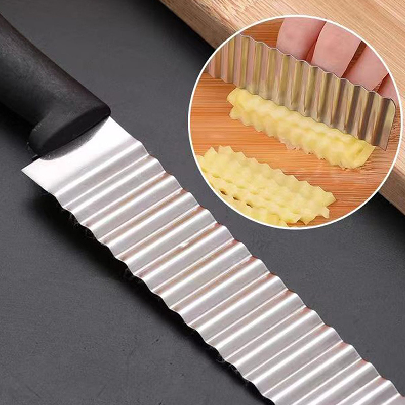 Stainless Steel French Fry Cutter Potato Vegetable Wave Crinkle Cut Knife